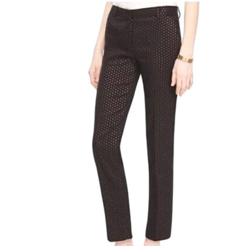 Ann‎ Taylor Devin Ankle Pants In Metallic Dot Women's Black Copper Size 4